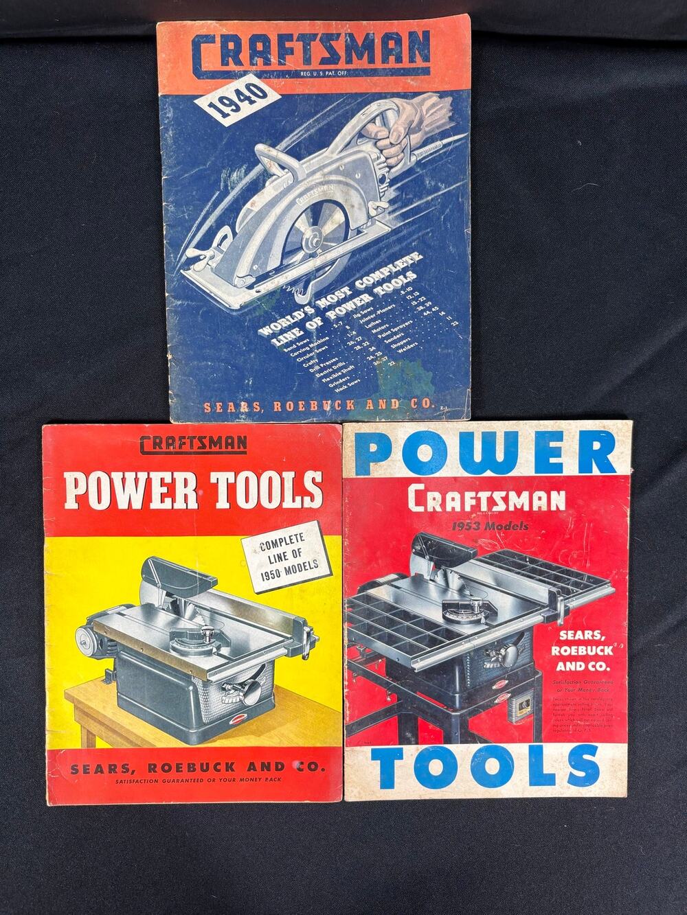 Vintage Craftsman Power Tools Sears Roebuck and Co Catalogs 1940, 1950 and 1953
